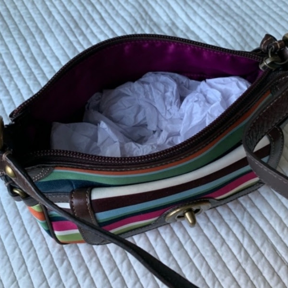 Coach legacy satchel satin striped rainbow handbag purse 41852 retired - Picture 2 of 12